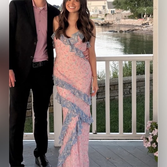 Love Shack Fancy Rialto Rose Print Ruffle Maxi Dress - Picture 3 of 7